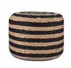 Pouf Jute Handmade Natural Braided Beige & Black round Ottoman Pouffe Cover