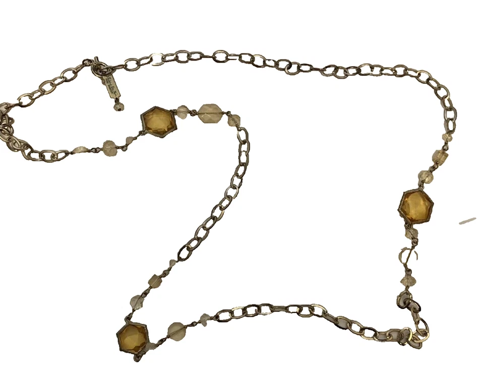 Dana Kellin for Target Beaded Gold Tone Station Chain Necklace Yellow Crystals - Image 2 of 4