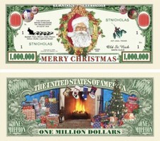 25 Pack Merry Christmas Santa Collectible Money Novelty 1 Million Dollar Bills