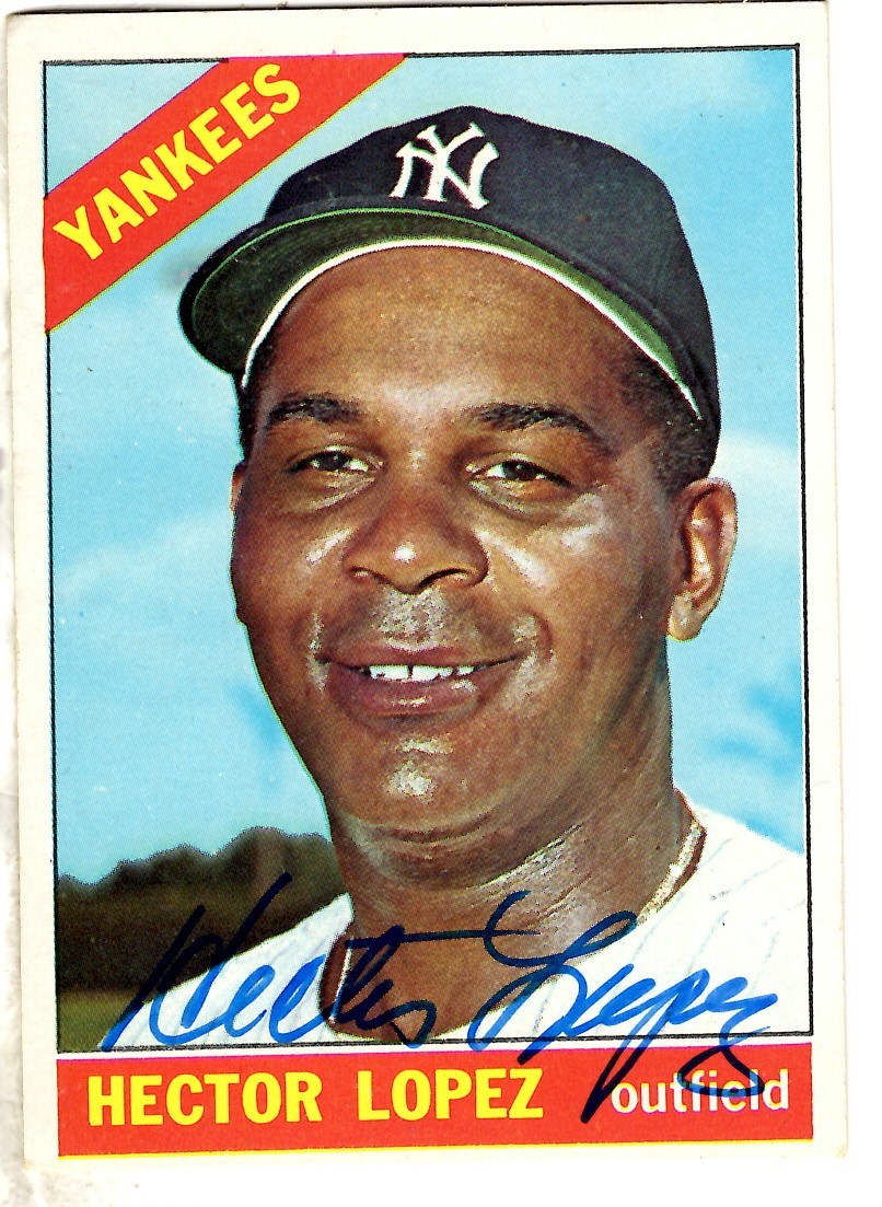 Signed 1966 Topps HECTOR LOPEZ New York Yankees Baseball card 177