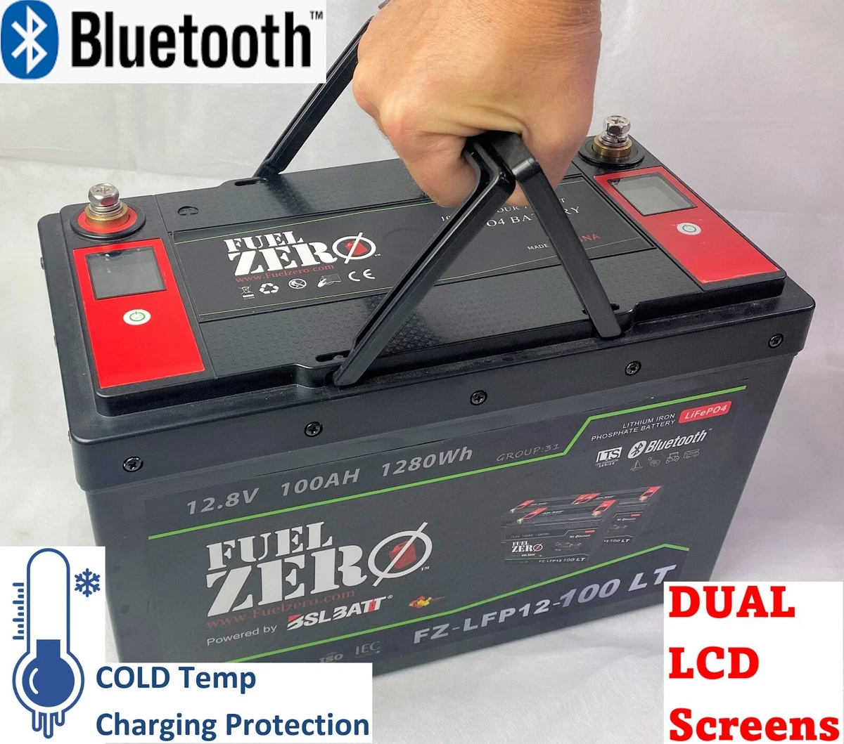 12V 100Ah Lithium Battery for Solar Power, RV, and Marine