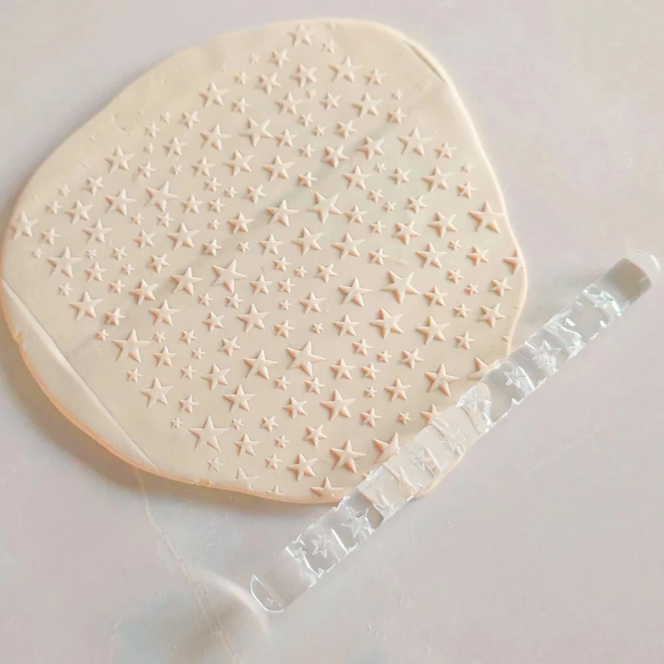 Rolling Pins Acrylic Star Pattern Decorating Tool Baking Dough Embossing Rollers - Image 2 of 4
