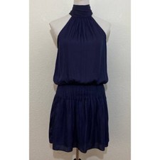 Do Be Size Small Navy Blue Halter Mini Drop Waist Dress Tie Cutout Back 