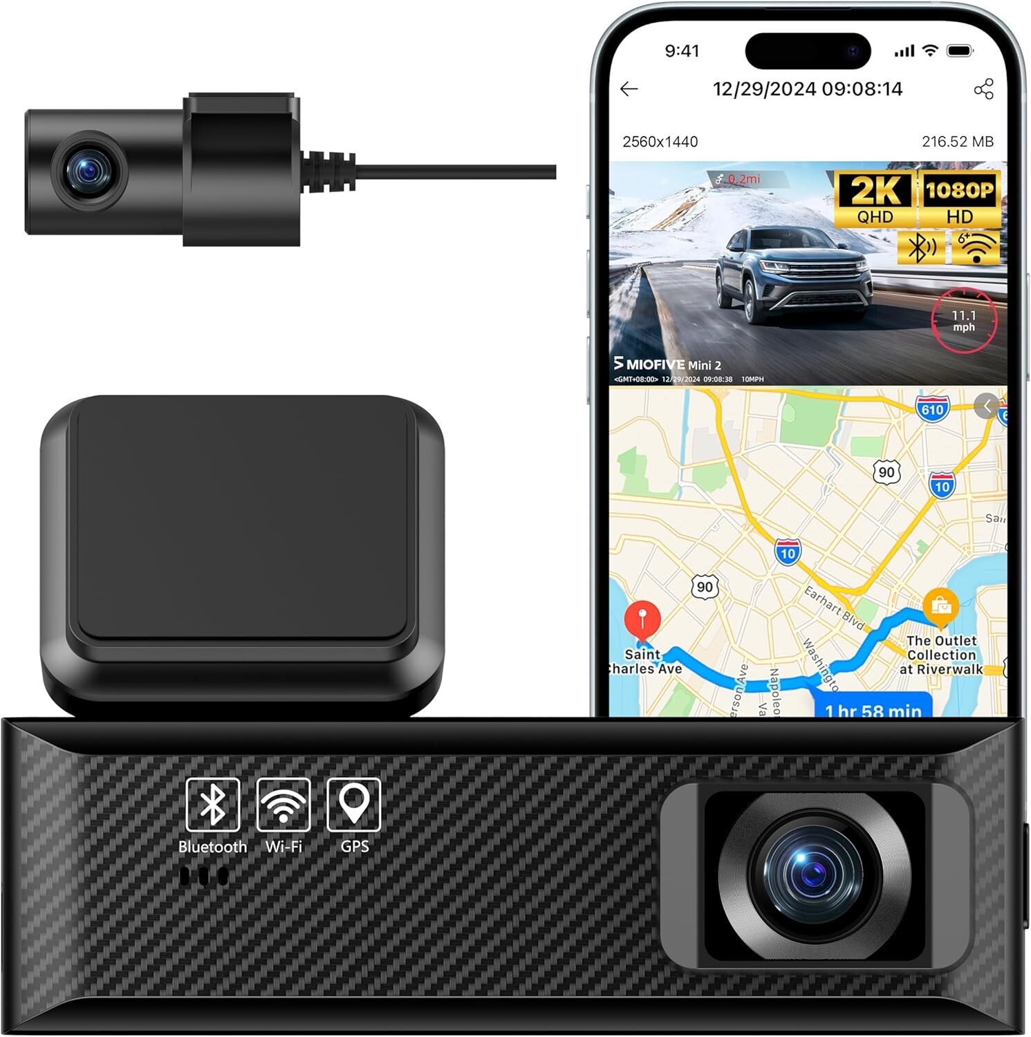 2K FHD Dash Cam Mini 2 with Wi-Fi 6 and Built-in GPS-image