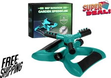 Joeys Sprinkler for Yard, Rotating Garden Sprinkler for Large Area Coverage, Law