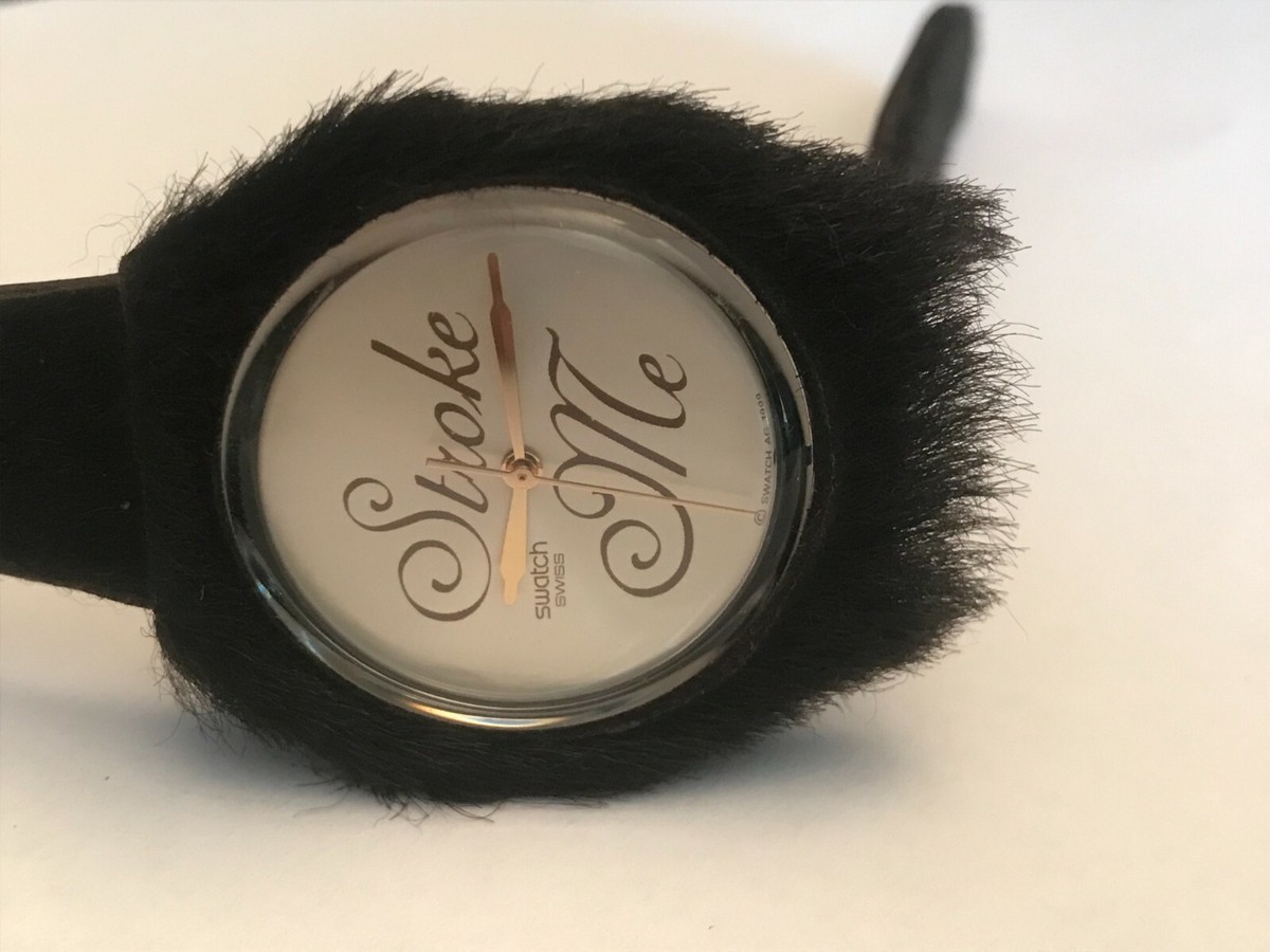 Brand new Swiss Swatch “Hairy Harry” Stroke Me Watch.Watch Dial fur band.Vintage Vintage 2000 Swatch HAIRY HARRY GX129 - New in Box - 34mm  main image 2