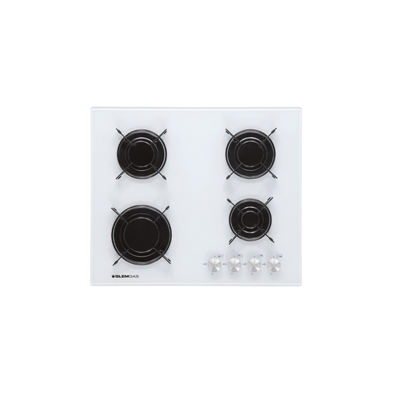 GLEM GAS GV64WH PIANO COTTURA 60CM 4 FUOCHI A GAS IN CRISTALLO BIANCO