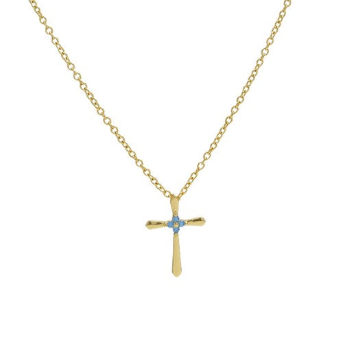 Collares de cadena con colgante de cruz de circonita cúbica religiosa para mujer piedras de nacimiento cadenas de oro de 18 quilates - Imagen 17 de 26