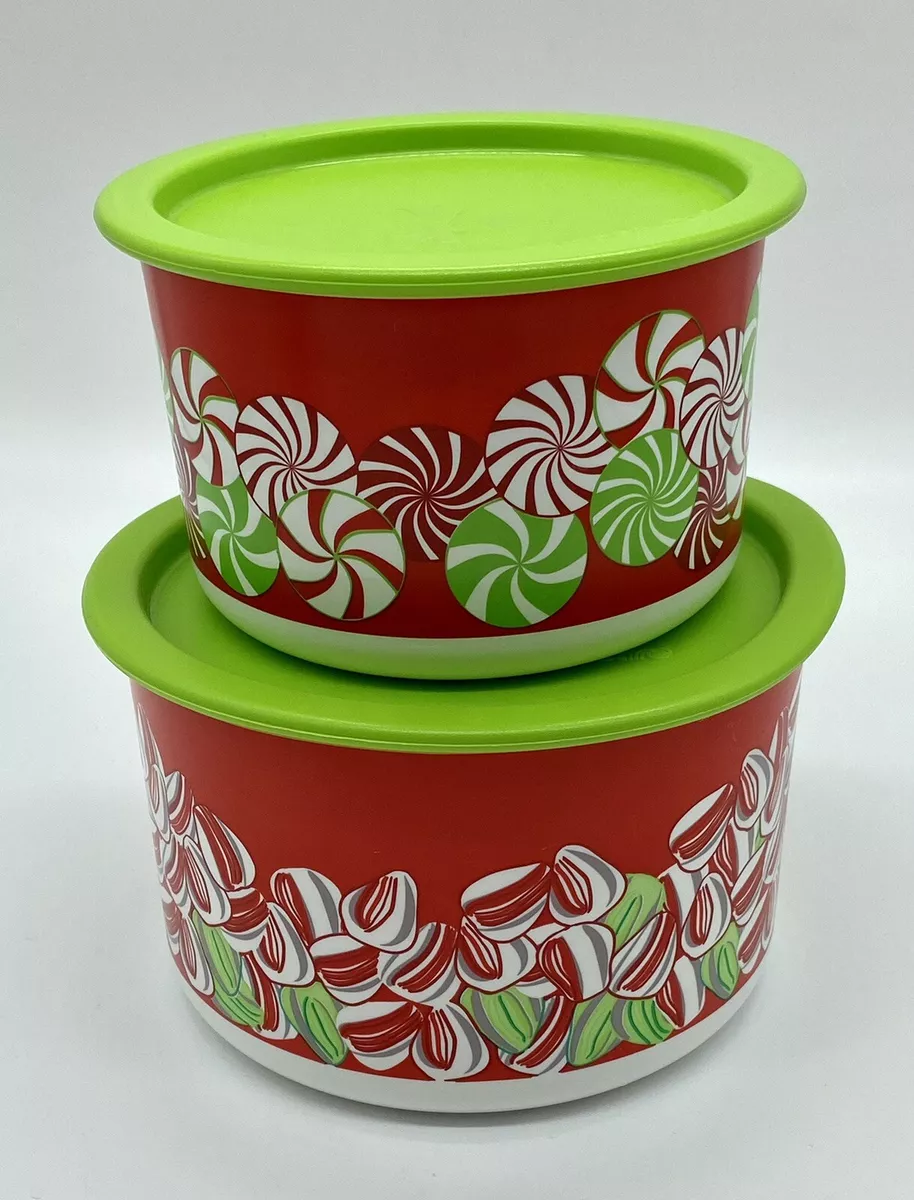 Tupperware, Holiday, 2 Tupperware Food Storage Containers Extras  Canisters Food Cookie Tin Christmas