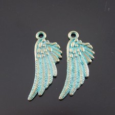 20PCS Green Bronze Alloy 30x11mm Angel Wing Charms Pendent DIY Making Findings