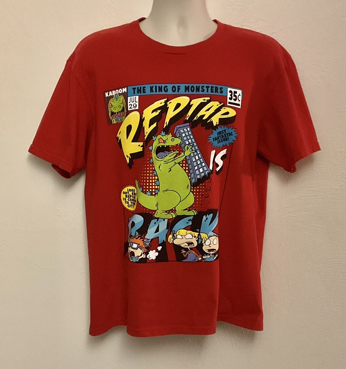 Nickelodeon Men's Rugrats Reptar Dinosaur Red T-Shirt Size L
