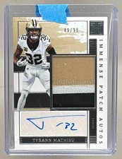 Tyrann Mathieu 2025 Panini Impeccable #IPA-TMU Immense Patch Autos Auto /99
