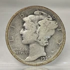 1921 D MERCURY DIME 10C VERY GOOD VG