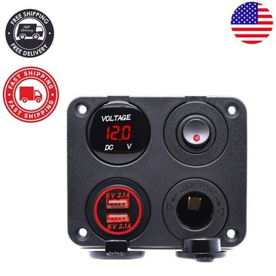 DIY 4 Hole Panel with Dual USB Sockets & Toggle Switch for Marine Vehicles
