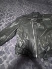VTG 70s Leather Car Coat Jacket Black Contrast Stitch Wide Lapel Retro Mod L/XL — photo 9