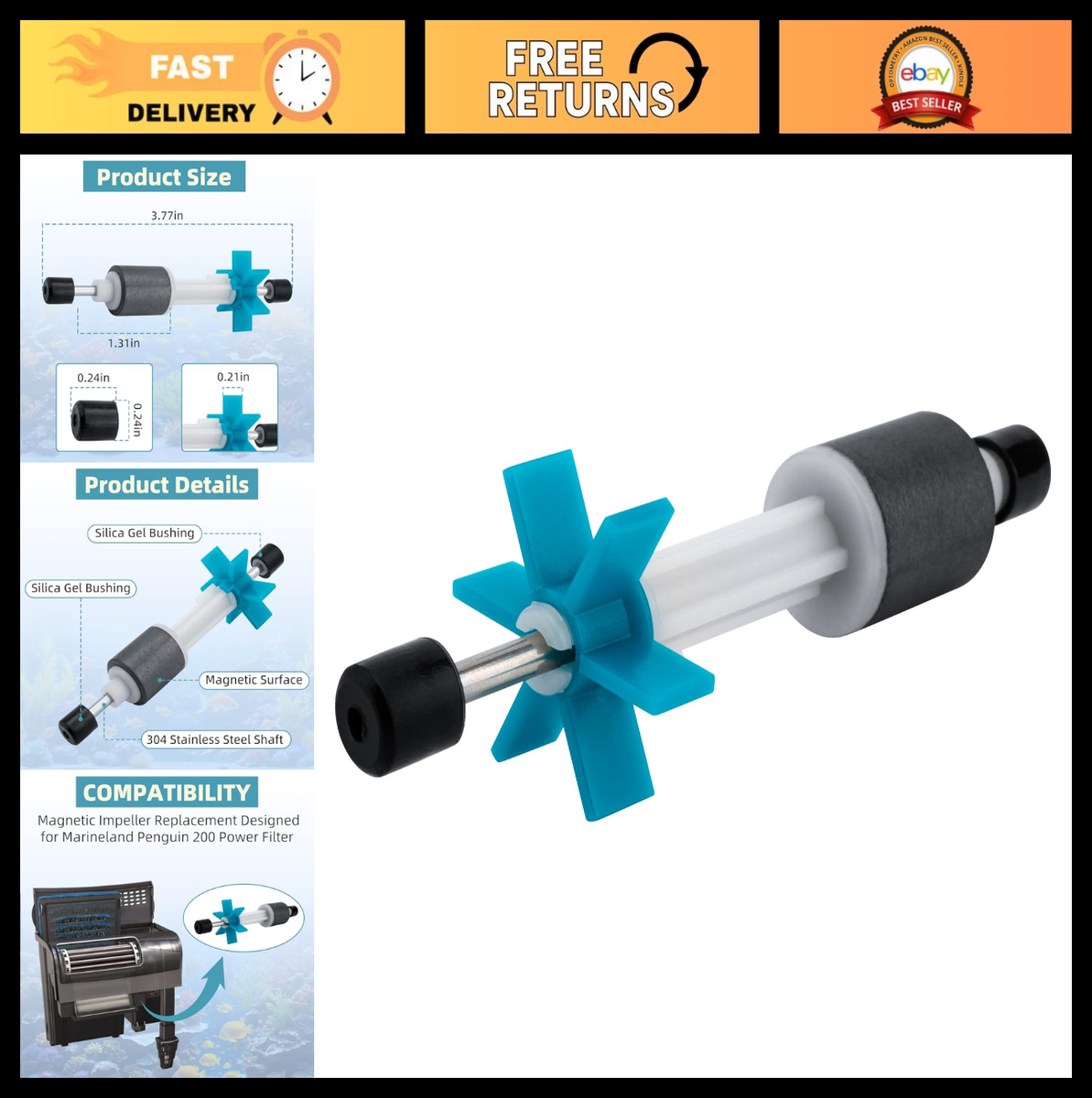 200B Impeller Assembly for Marineland Penguin Filter - Aquarium