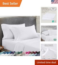 Soft Bright White Standard/Queen Pillowcases - 400 Thread Count Cotton Sateen
