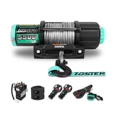 5500lbs ATV/UTV Winch with Synthetic Rope, Electric Boat Trailer Winch 12V, W...