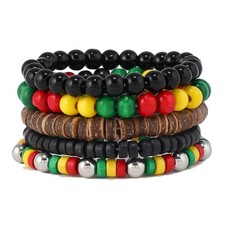 Black History Month Bracelet Set Juneteenth Bracelets African Wooden Beads Stret