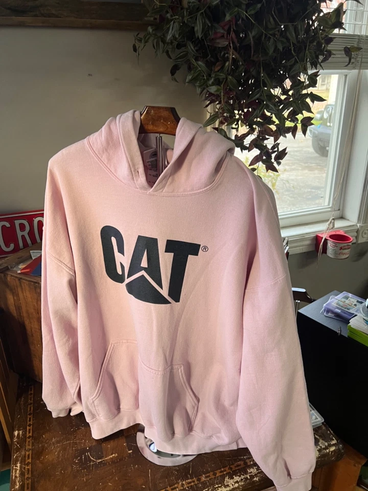 Moletom com capuz CAT Caterpillar feminino rosa algodão rico logotipo GG - Imagem 2 de 4