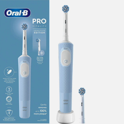 Oral-B Vitality Pro Wiederaufladbare Elektrische Zahnbürste mit 2 Bürstenköpfen, Blau
