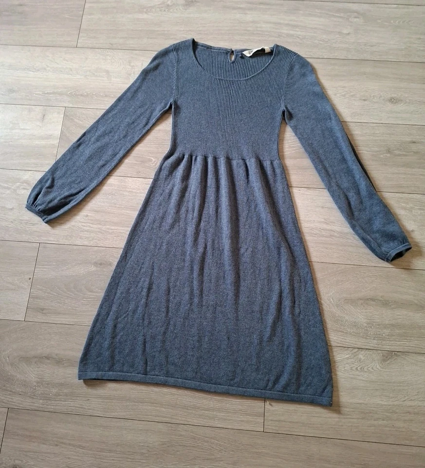 Vestido Jersey Fat Face Azul Gris Elástico Algodón Tejido Acampanado Inteligente Informal UK10 Foto 2 de 4