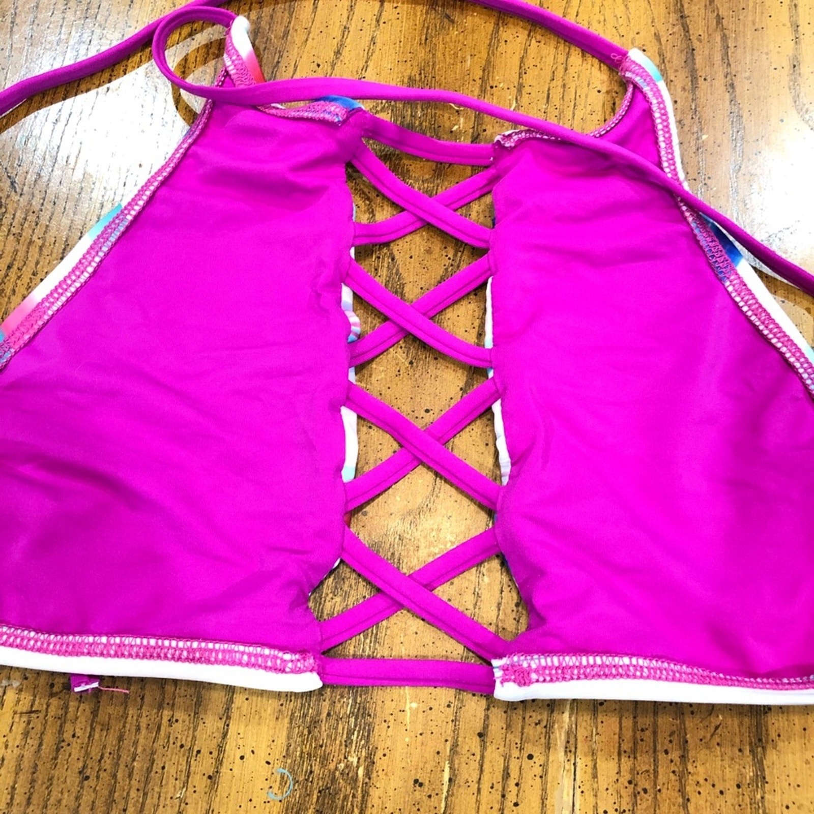 Multicolor Open Back Strappy String Bikini Top si… - image 7