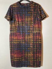 Tahari Arthur S Levine ASL Short Sleeve Abstract Check Plaid Sheath Dress Sz 16