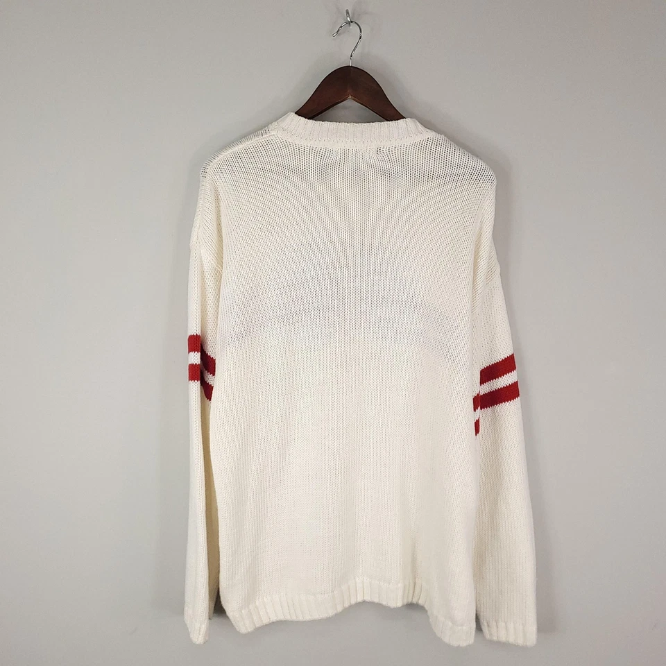 Structure Sweater Mens XL White Red USA Crewneck Knit Patriotic Pullover Y2K - Image 2 of 4
