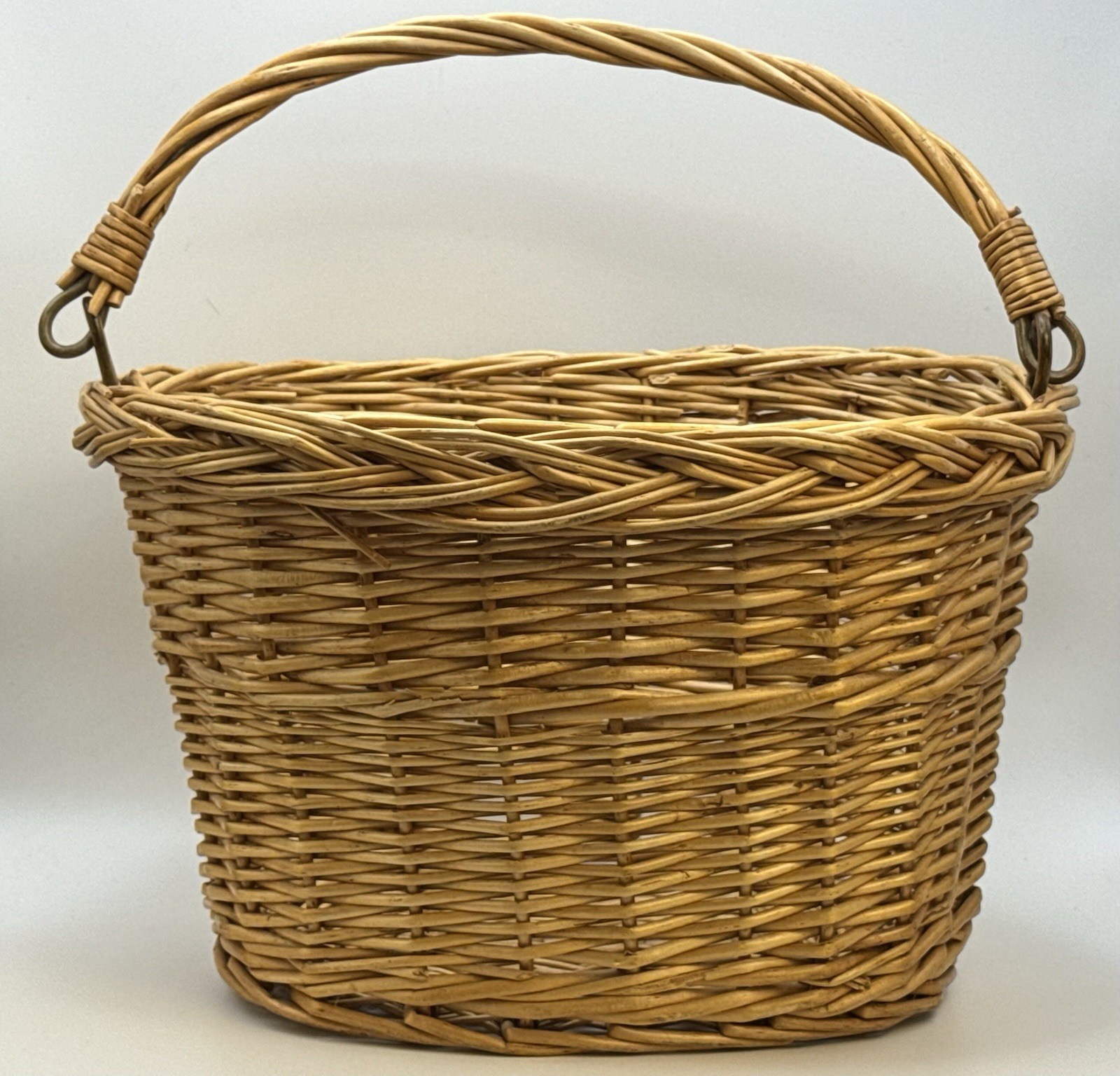 Basket With Swing Handle Rustic Farmhouse Bike Storage