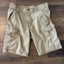 Carhartt Rugged Flex Relaxed Fit Canvas Cargo Work Short Dark Khaki Size 32
