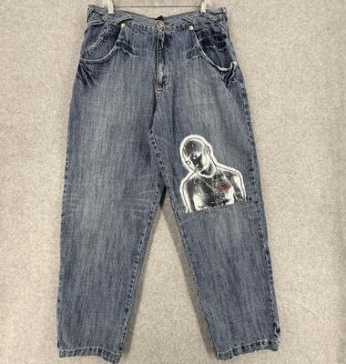VTG Makaveli Jeans Mens 38 Tupac Baggy Wide Leg Y2K Hip Hop 90s