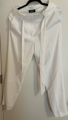 Express Women's Dress Pants 4R Ankle White NWOT Business Casual Tie Belt