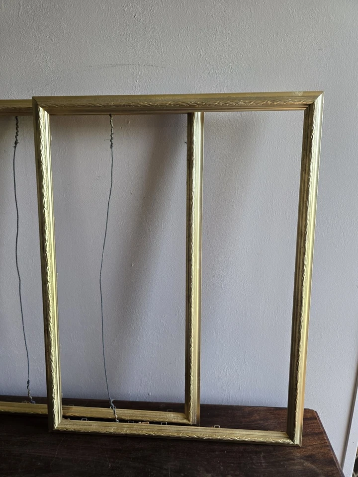 Set Of 2 Handpainted Gold Wood Wall Hanging Picture Frames Photo Size 20 X 15" - Image 2 of 4