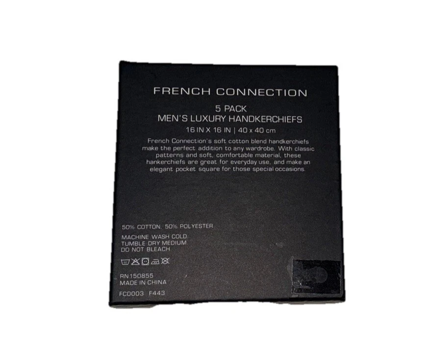 Lenços masculinos de luxo French Connection pacote com 5 - Imagem 2 de 2
