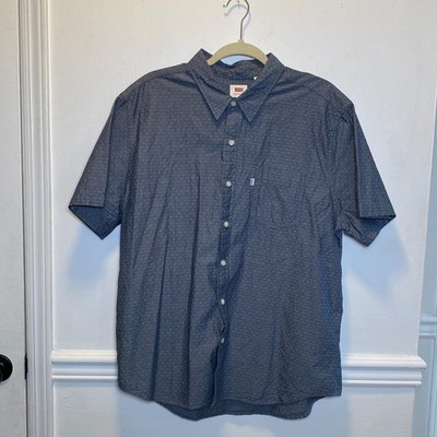 Normcore Workcore Levi's XL Short Sleeve Chambray Button Shirt Blue Micro Dot XL