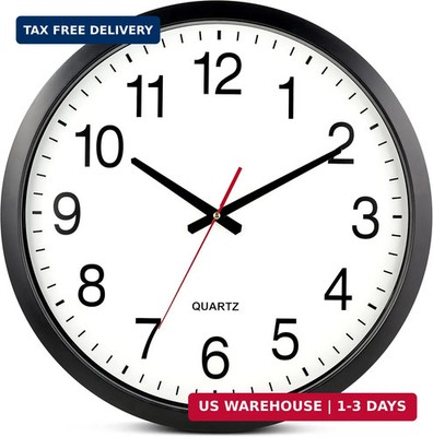 Bernhard Products Black Wall Clock Silent Non Ticking - XL 18 Inch Quality Quart