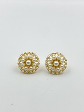 Gold Plated White Pearl stud Earring Set, Floral Design Earring, Gift for Her