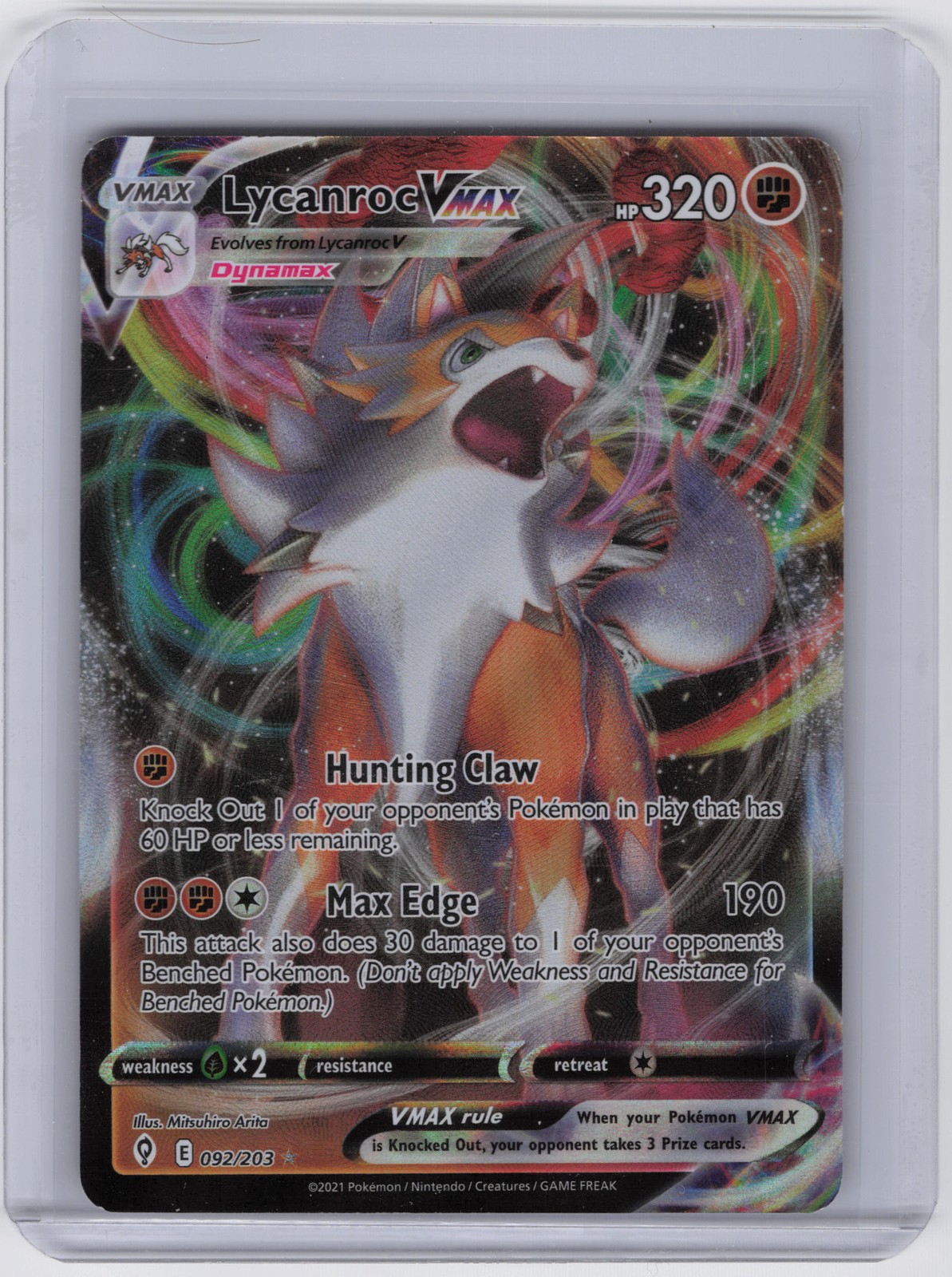 Lycanroc VMAX Ultra Rare SWSH07: Evolving Skies 092/203 NM