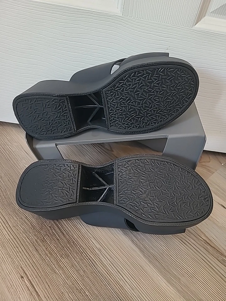 Sandalias Jeffrey Campbell negras de goma gruesas con plataforma deslizables talla 6 verano Y2K Foto 3 de 4