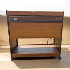 vintage Philips Hostess trolley featuring a classic woodgrain finish Food Trolly