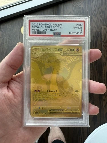5461 Mega Charizard X ex 2025 Pokemon Phantasmal Flames #130 Hyper Rare PSA 8