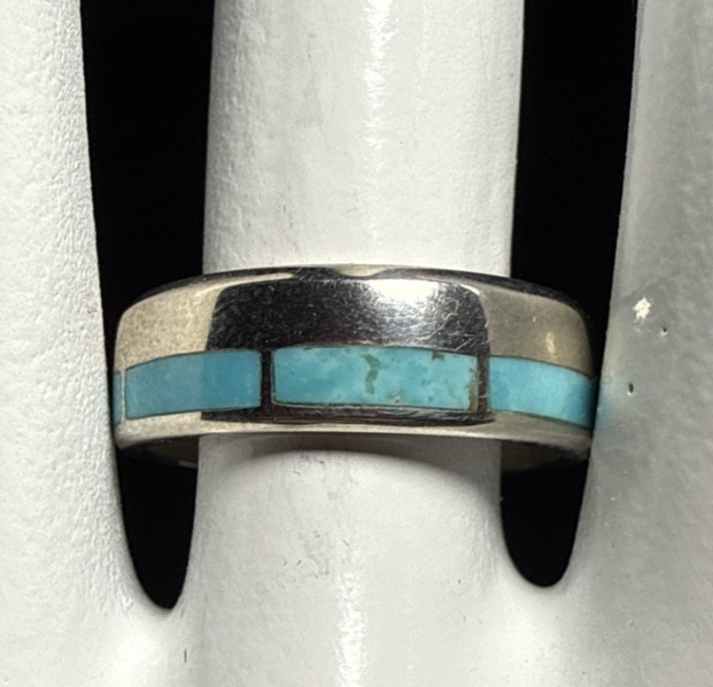 Desert Rose Trading Silver and Turqouise Inlay Band 925 J-9A View 2
