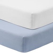 2 Pack Cotton Crib Sheets for Standard Mattress 28x52x8 Inch White Gray Soft
