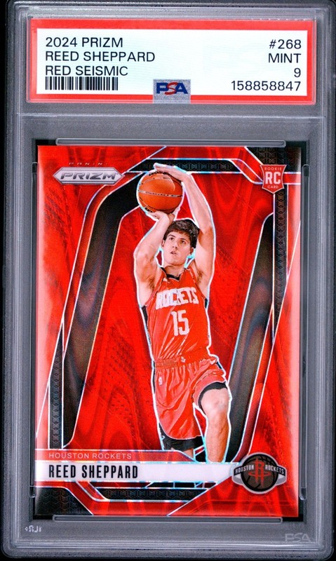 2024 Panini Prizm 268 Reed Sheppard Red Seismic /299 Rookie RC PSA 9 MINT !