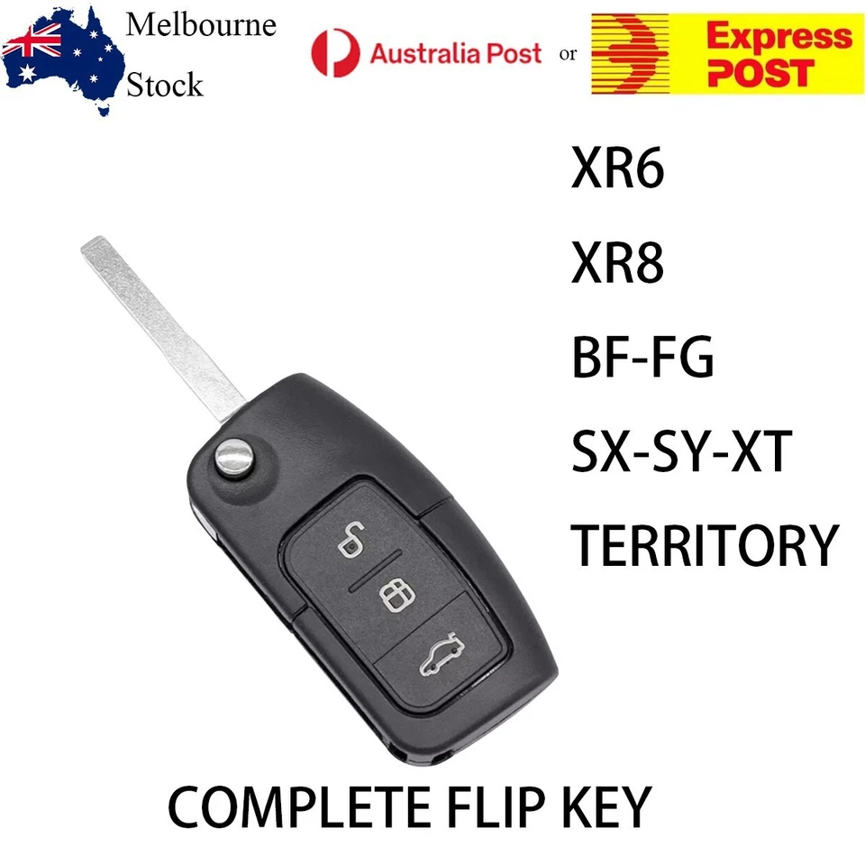 FORD 3 Button Transponder Remote Flip Key  BF FG Falcon Territory Mondeo FPV - image 1 of 3