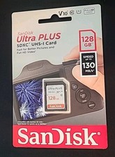 SanDisk Ultra Plus 128GB 130MB/s SDXC UHS-I Memory Card HD Video Sealed NEW