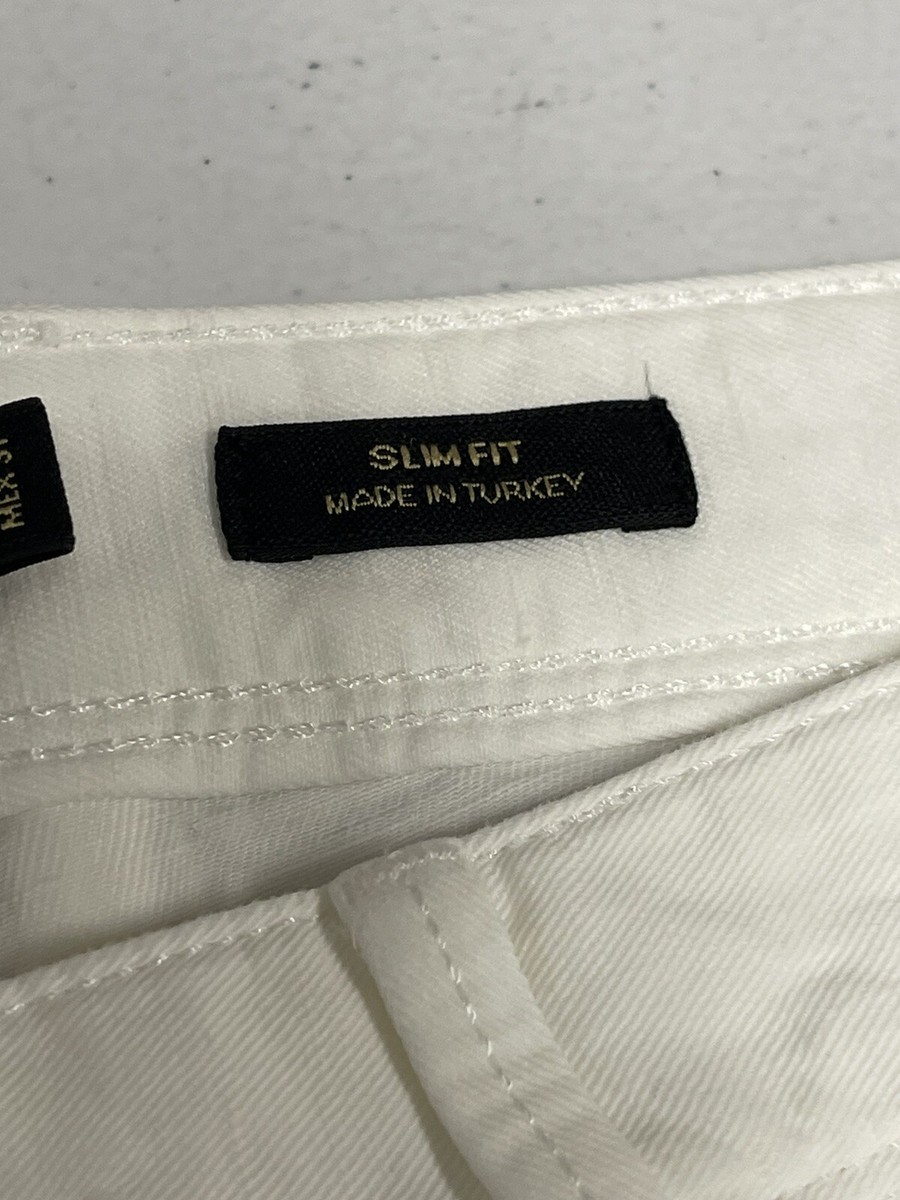Massimo Dutti Pants Mens Jeans 40x33 White Slim Fit