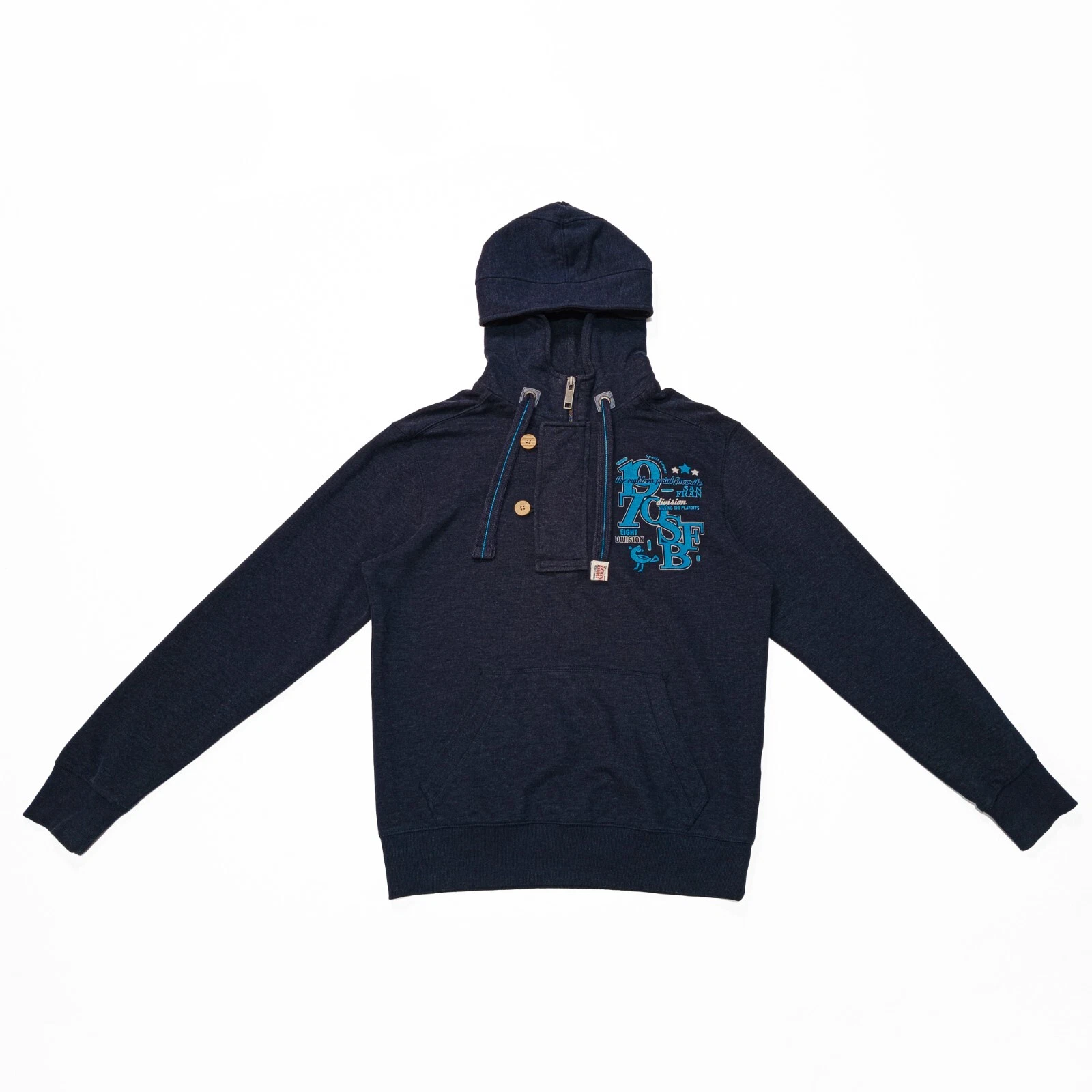 angelo litrico mezza cerniera bottoni M STAMPA BLU NAVY MSGM GCDS KENZO PILE Y2K