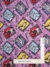 By the Yard Fabric with Disney Princess Characters Purple Cotton CP52155